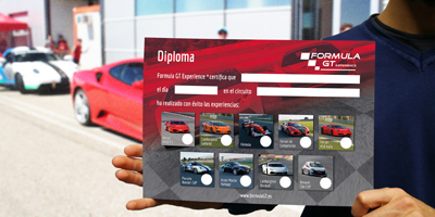 FORMULA GT EXPERIENCE® DIPLOMA An awesome diploma to admire and show up with pride Handed once the experience is done